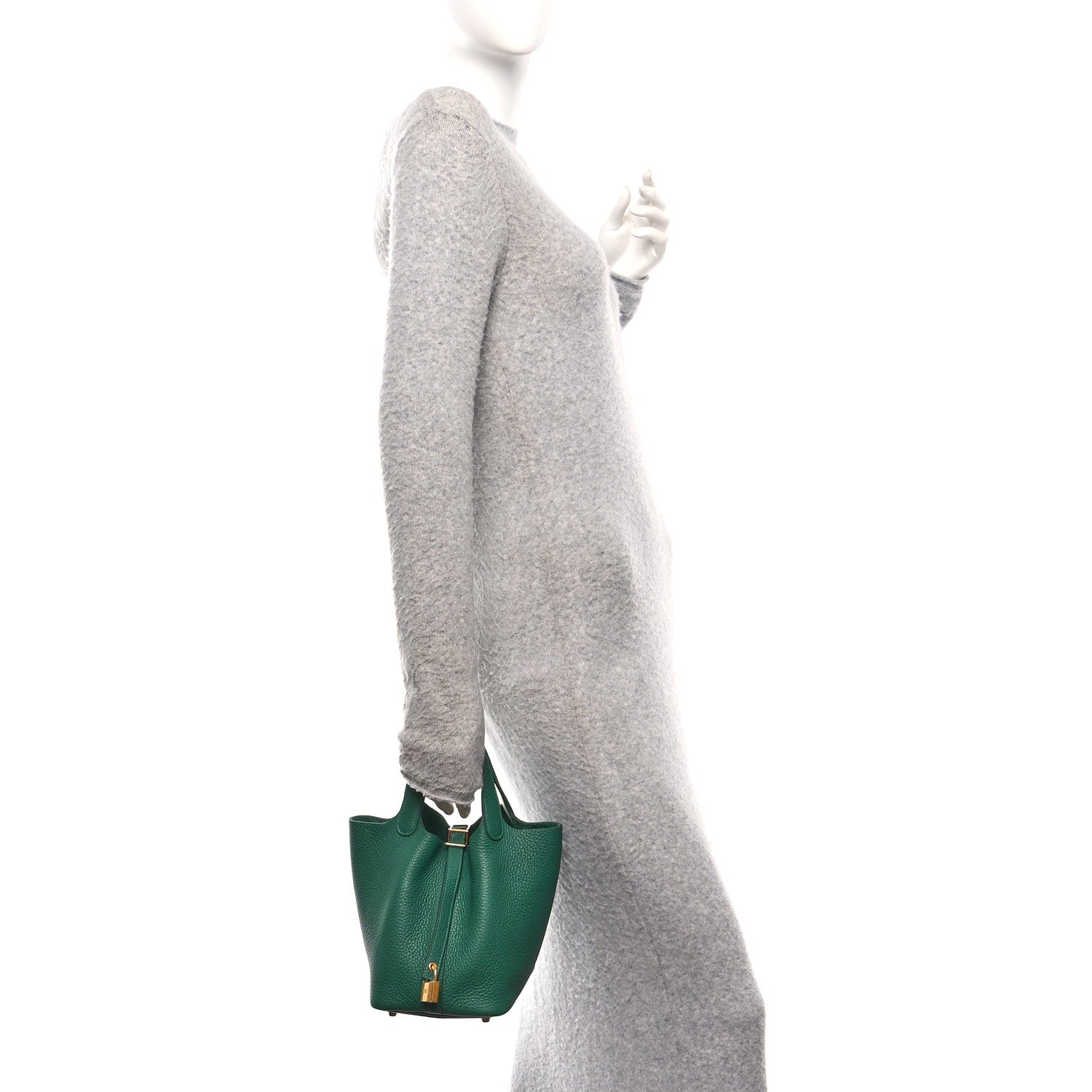 Hermes Taurillon Clemence Swift Eclat Picotin Lock 18 Vert Moyen Vert Peppermint 2 of 13