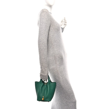 Hermes Taurillon Clemence Swift Eclat Picotin Lock 18 Vert Moyen Vert Peppermint 2 of 13