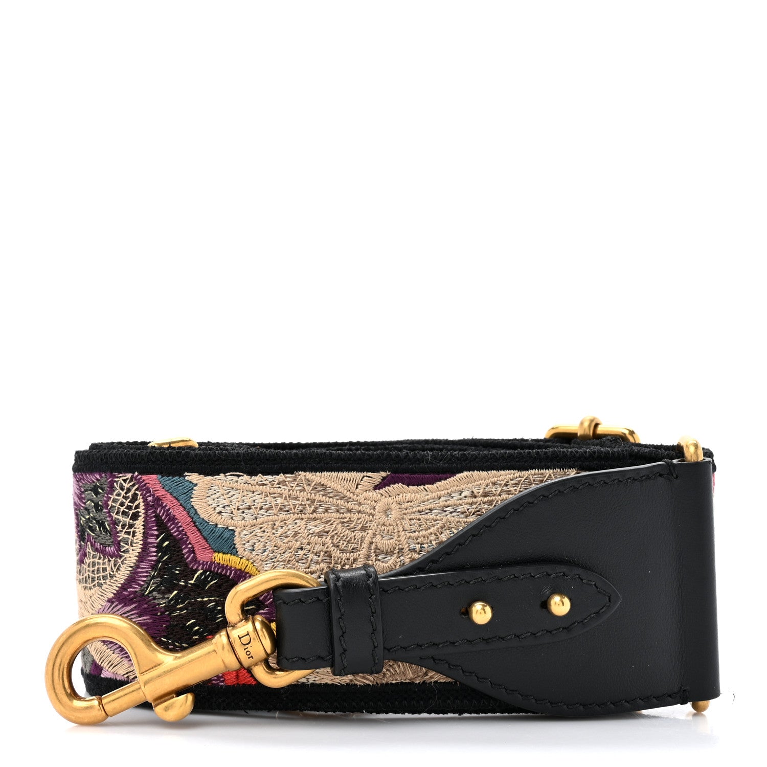 Christian Dior Canvas Embroidered Jardin D'Hive Shoulder Strap Black Multicolor 1 of 6