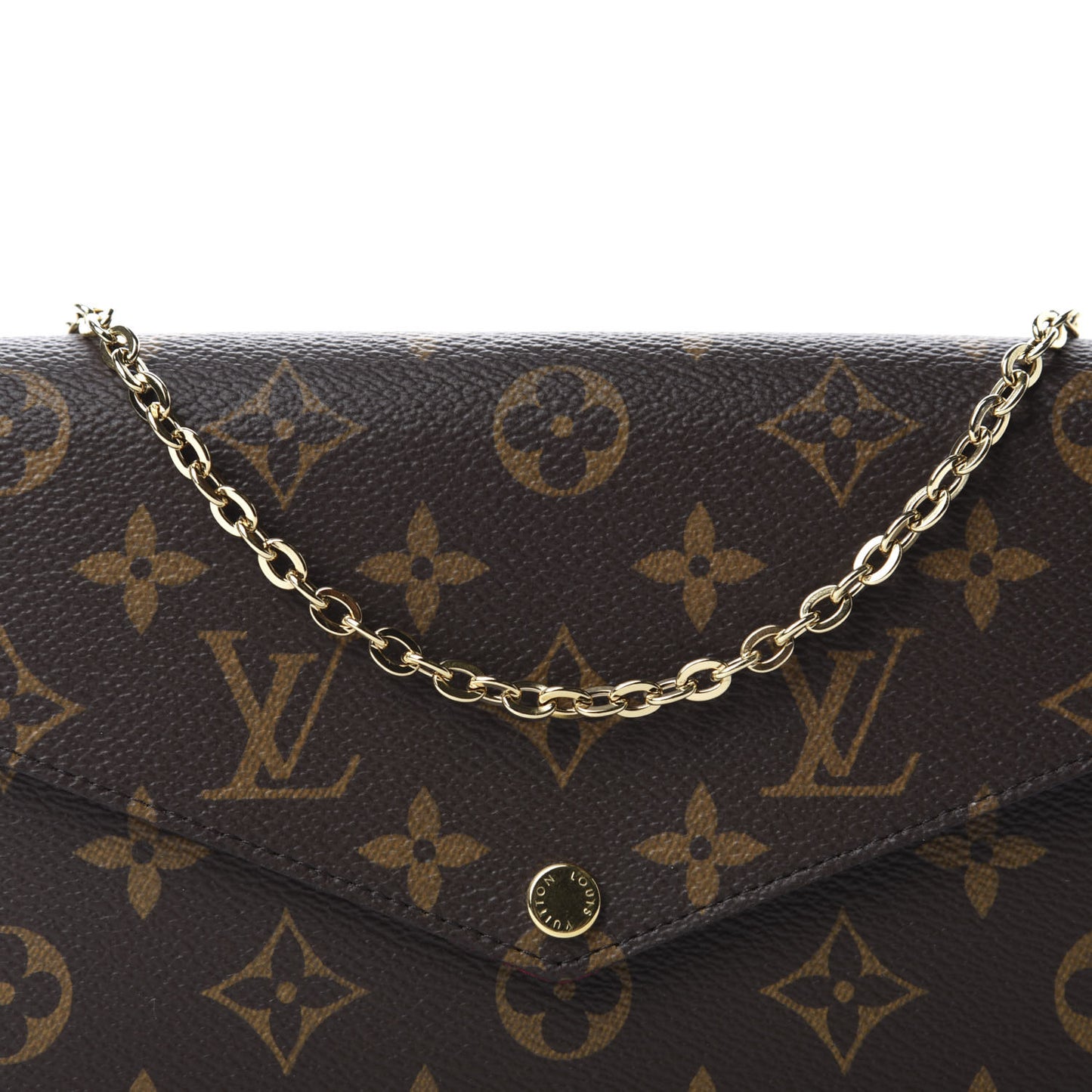 Monogram Pochette Felicie Chain Wallet Fuchsia