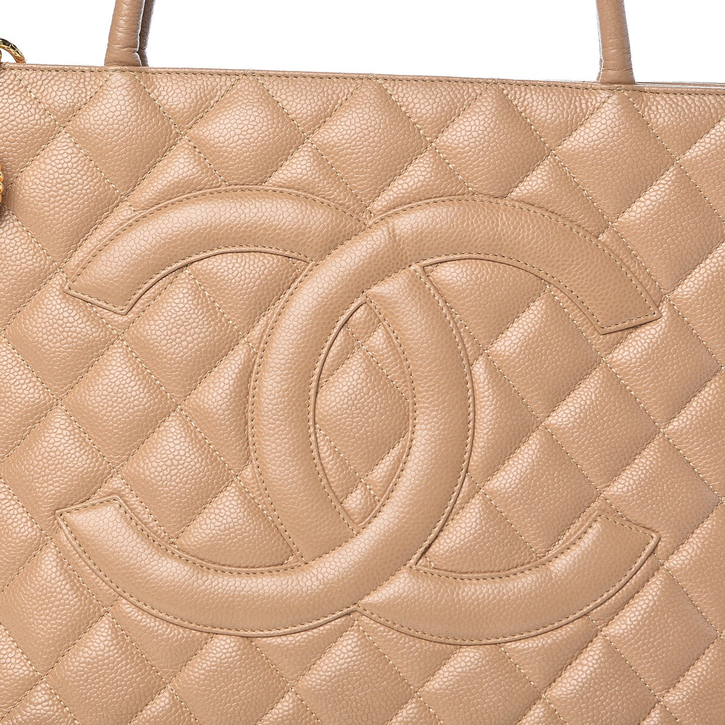Caviar Quilted Medallion Tote Beige