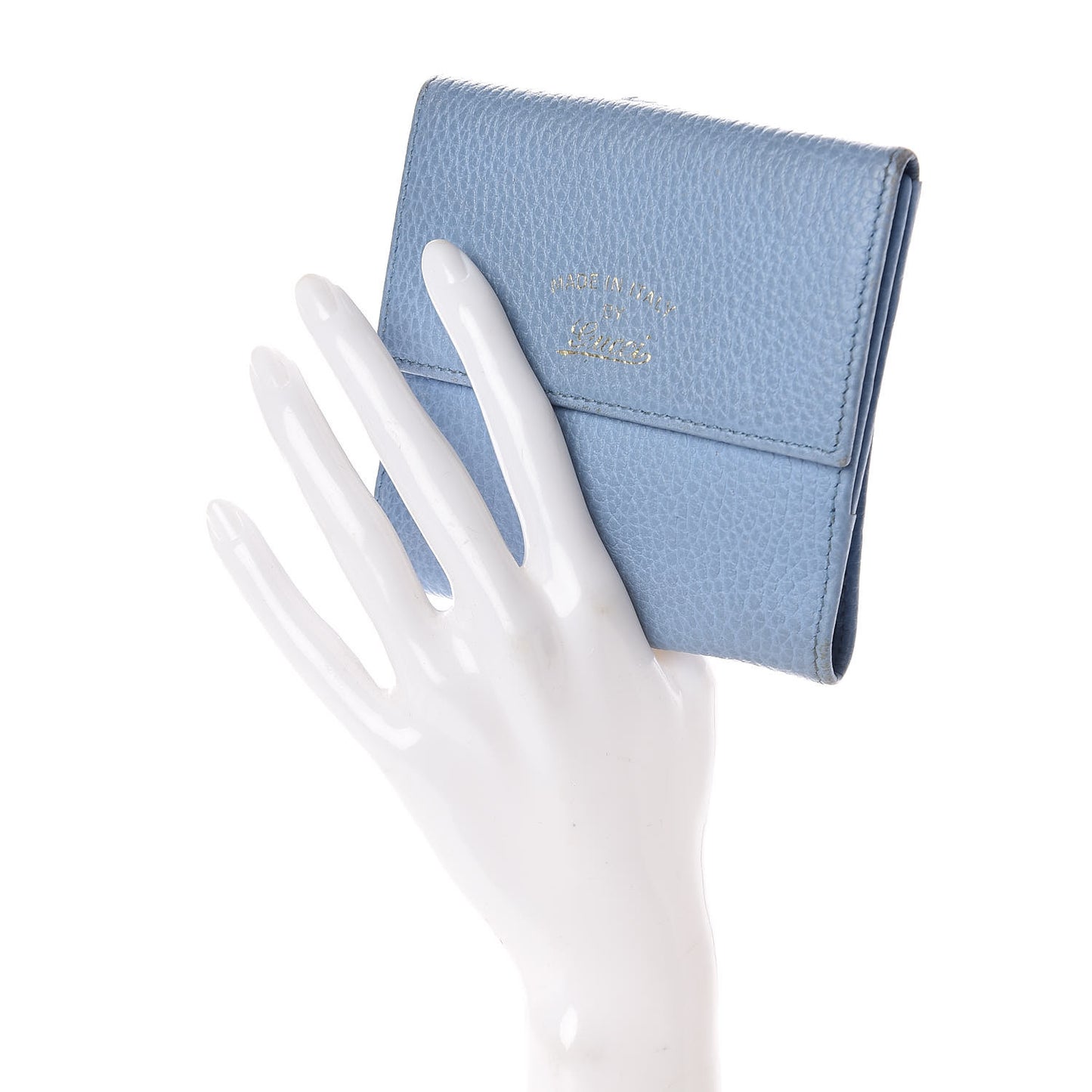 Dollar Calfskin Swing French Flap Wallet Mineral Blue