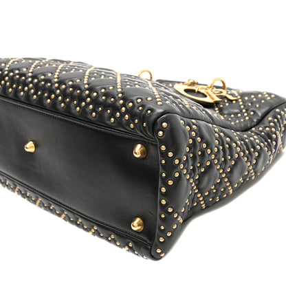Christian Dior Calfskin Cannage Studded Large Supple Lady Dior  Black 10 of 10