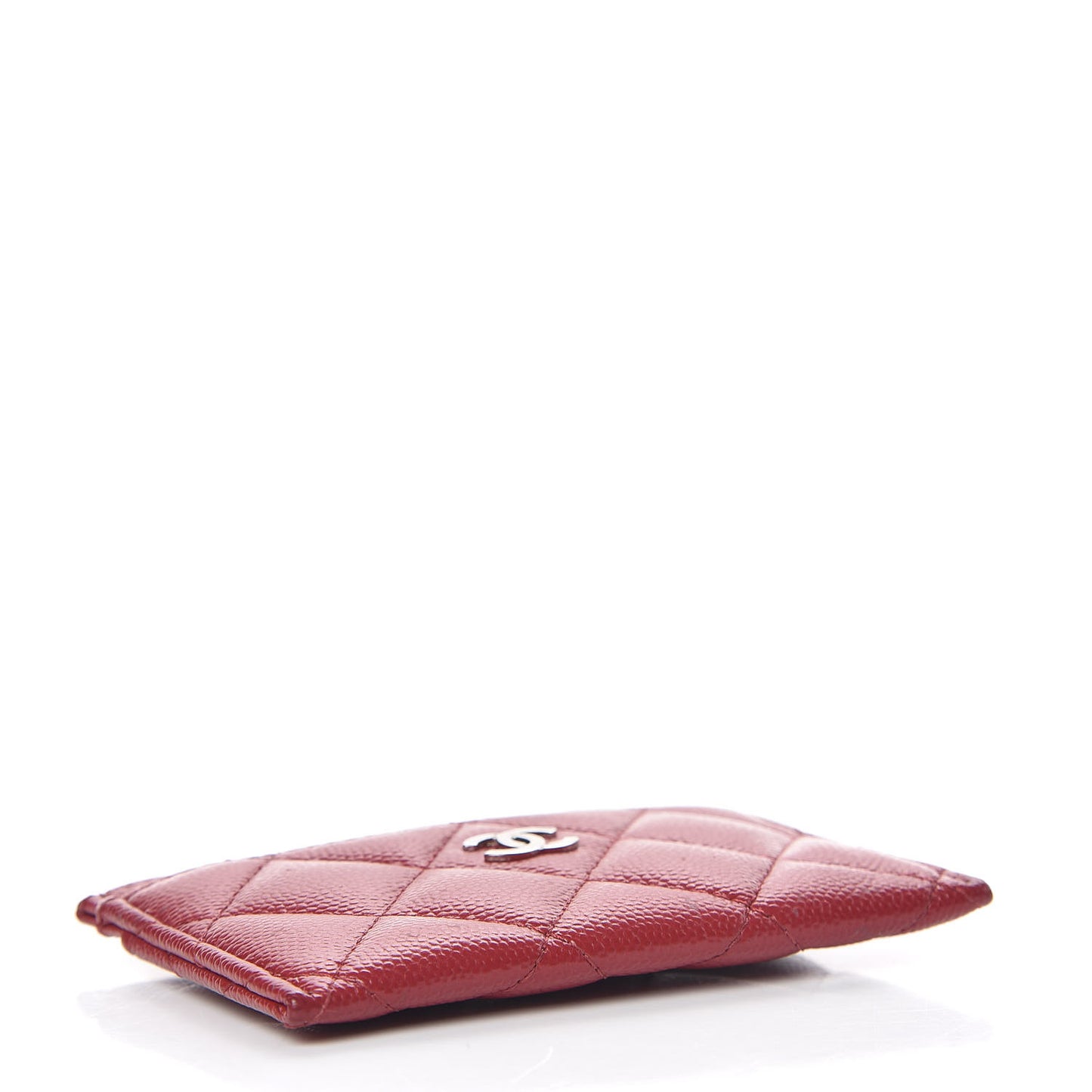 Caviar Quilted CC Card Holder Dark Red