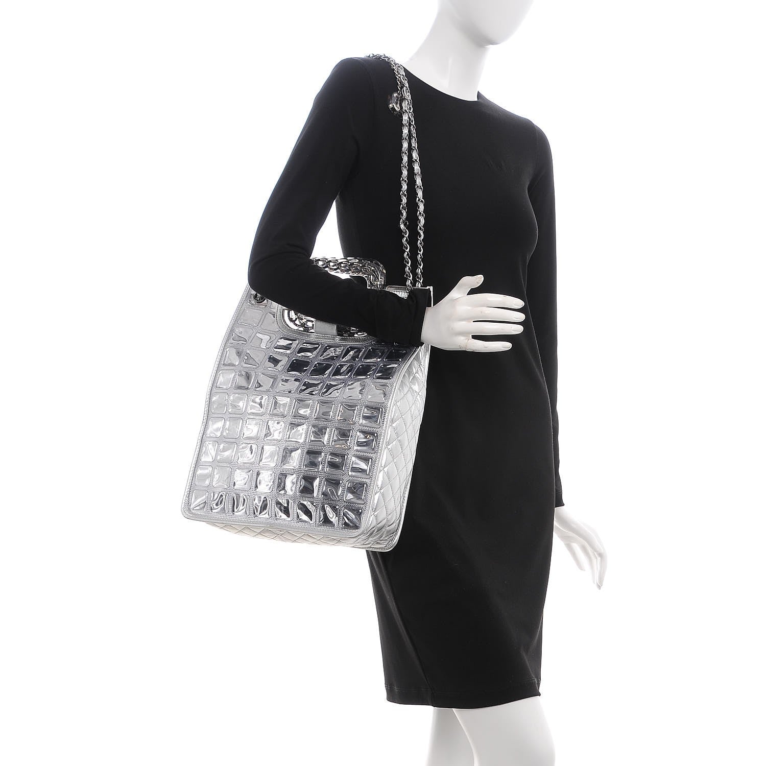 Chanel Vinyl Ice Cube Large Shopper Tote Silver 2 of 11