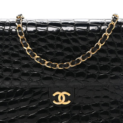 Chanel Shiny Crocodile Medium Single Flap Black 8 of 10