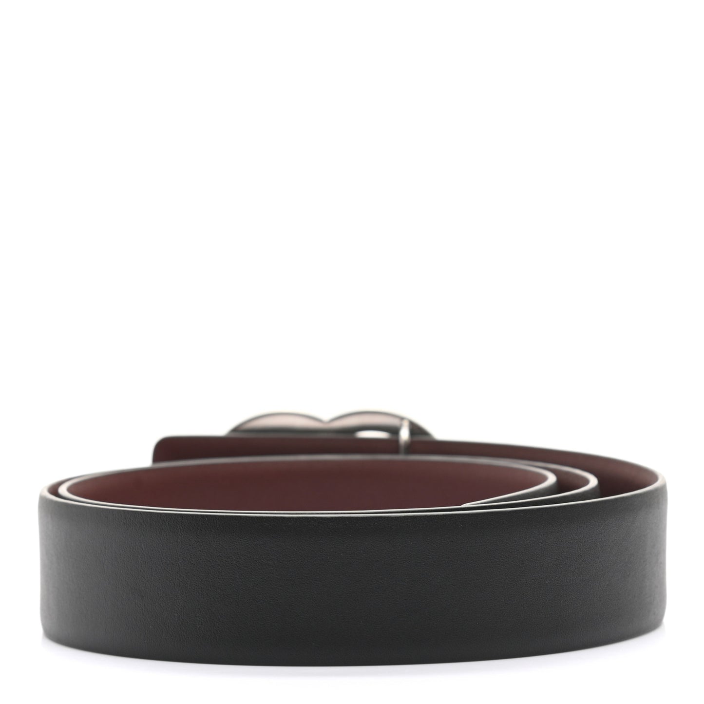 Calfskin CC Reversible Belt 80 32 Black Burgundy