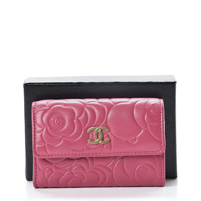Chanel Lambskin Camellia Embossed Flap Card Holder Fuchsia 9 of 9