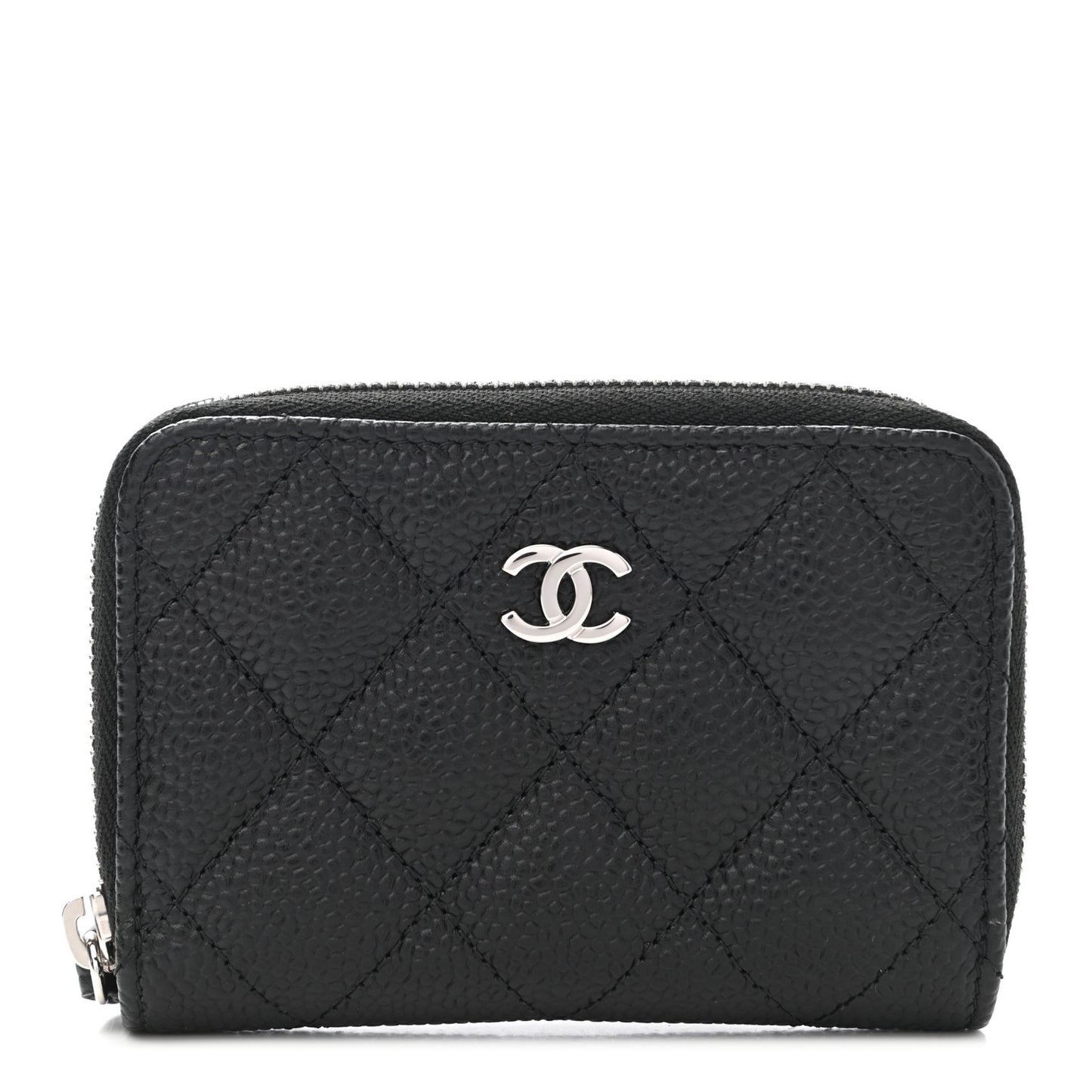 Caviar Quilted Classic Zipped Coin Purse Black
