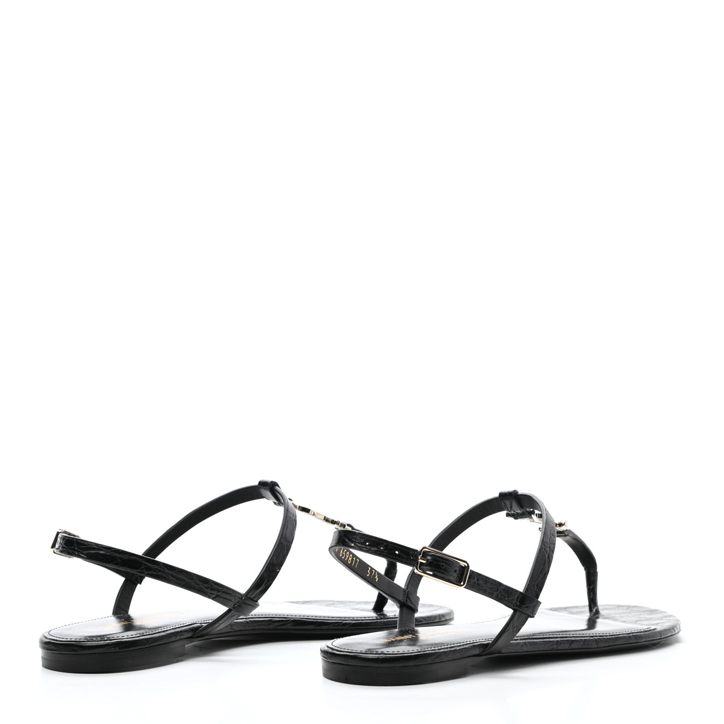Patent Calfskin Cassandra Monogram Sandals 37.5 Black
