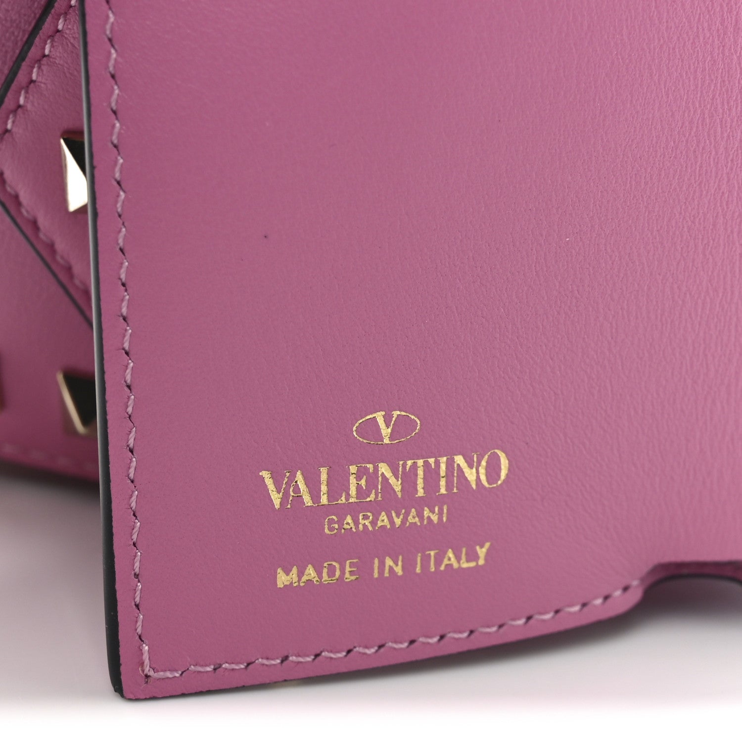 Valentino Garavani Calfskin Small Tri-Fold Rockstud Wallet Pink 6 of 7