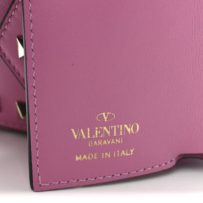 Valentino Garavani Calfskin Small Tri-Fold Rockstud Wallet Pink 6 of 7