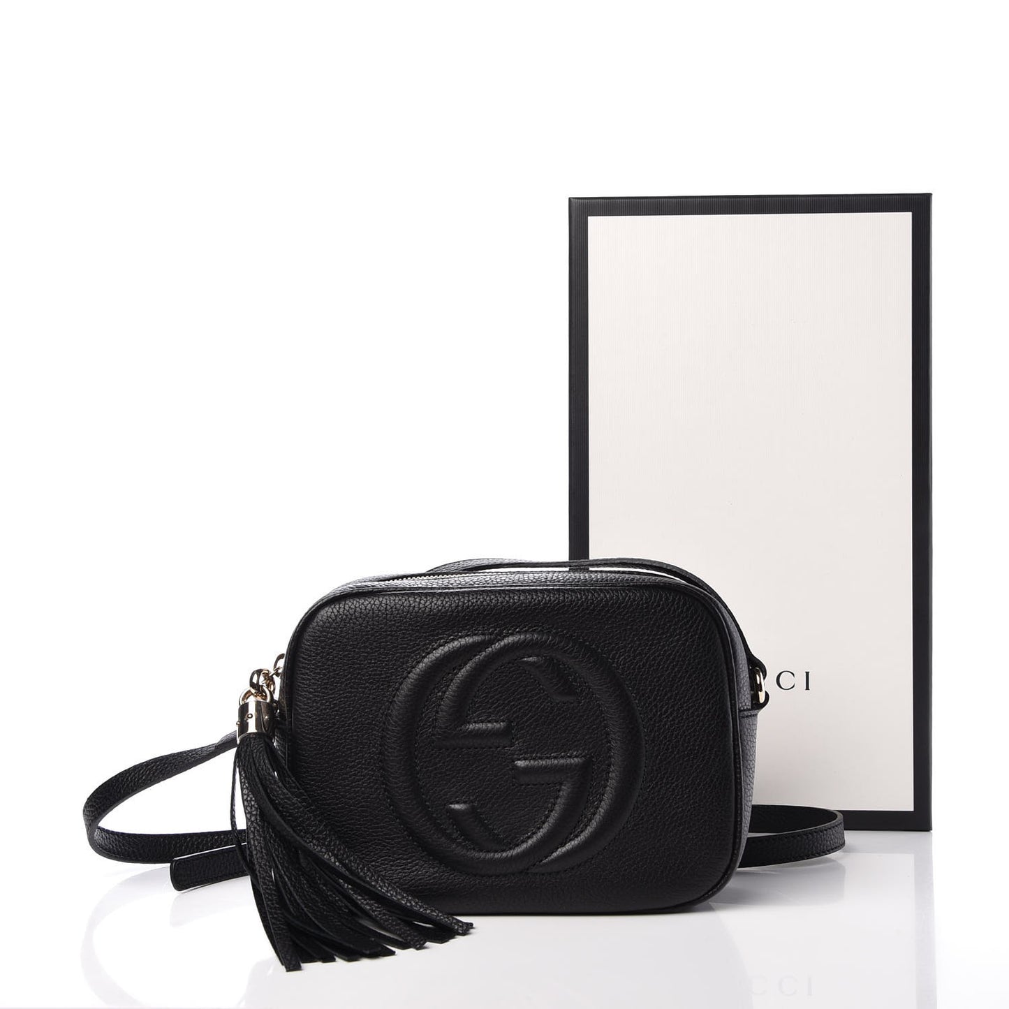 Pebbled Calfskin Small Soho Disco Bag Black