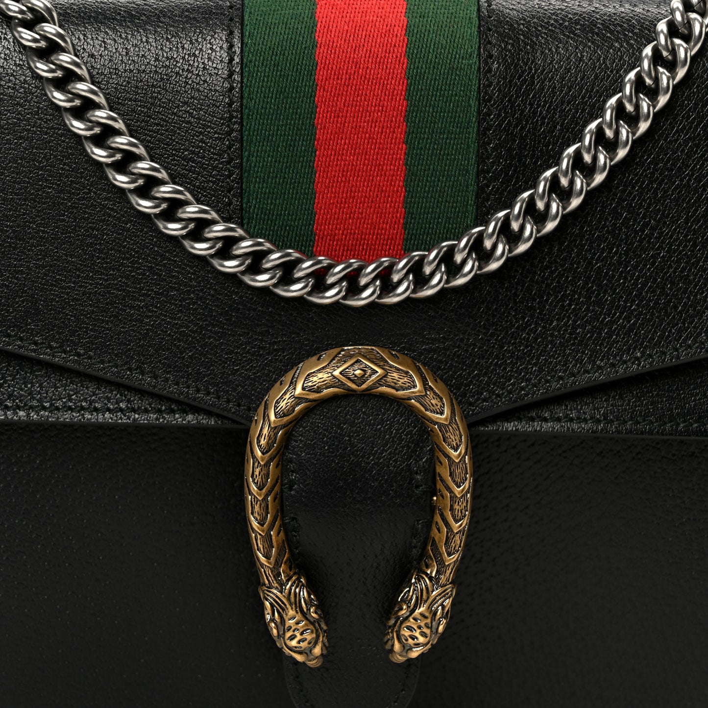 Calfskin Web Medium Dionysus Shoulder Bag Black
