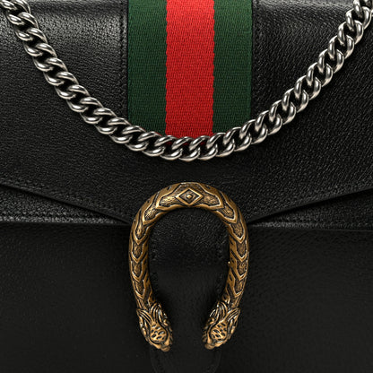 Gucci Calfskin Web Medium Dionysus Shoulder Bag Black 10 of 12