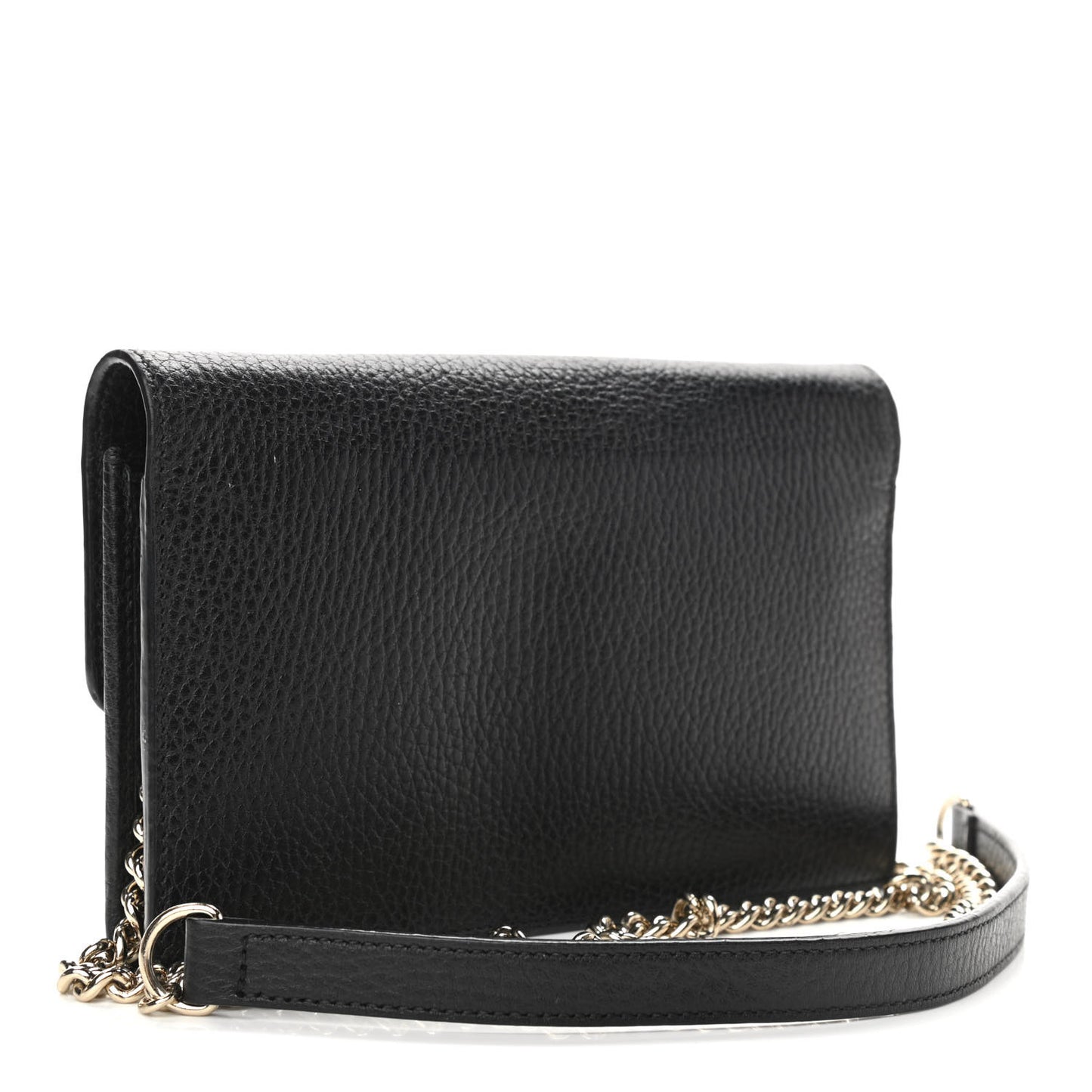 Dollar Calfskin Interlocking G Chain Wallet Black