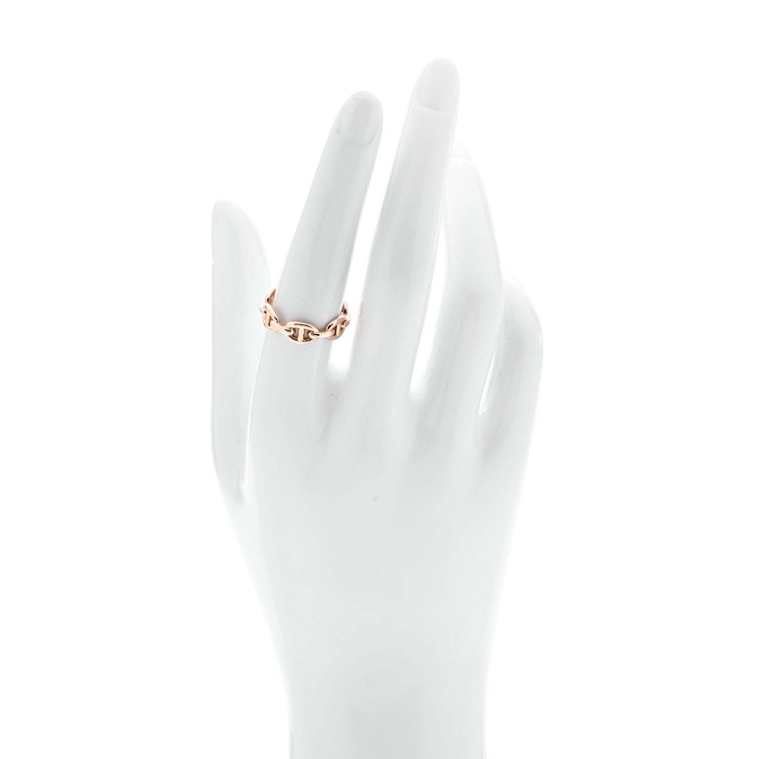 Hermes 18K Rose Gold PM Chaine d'Ancre Enchainee Ring 54 6.75 2 of 5