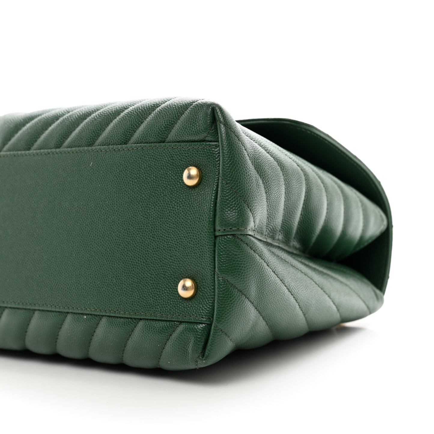Caviar Chevron Quilted Medium Coco Handle Flap Green