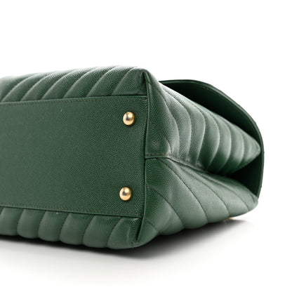 Chanel Caviar Chevron Quilted Medium Coco Handle Flap Green 11 of 12