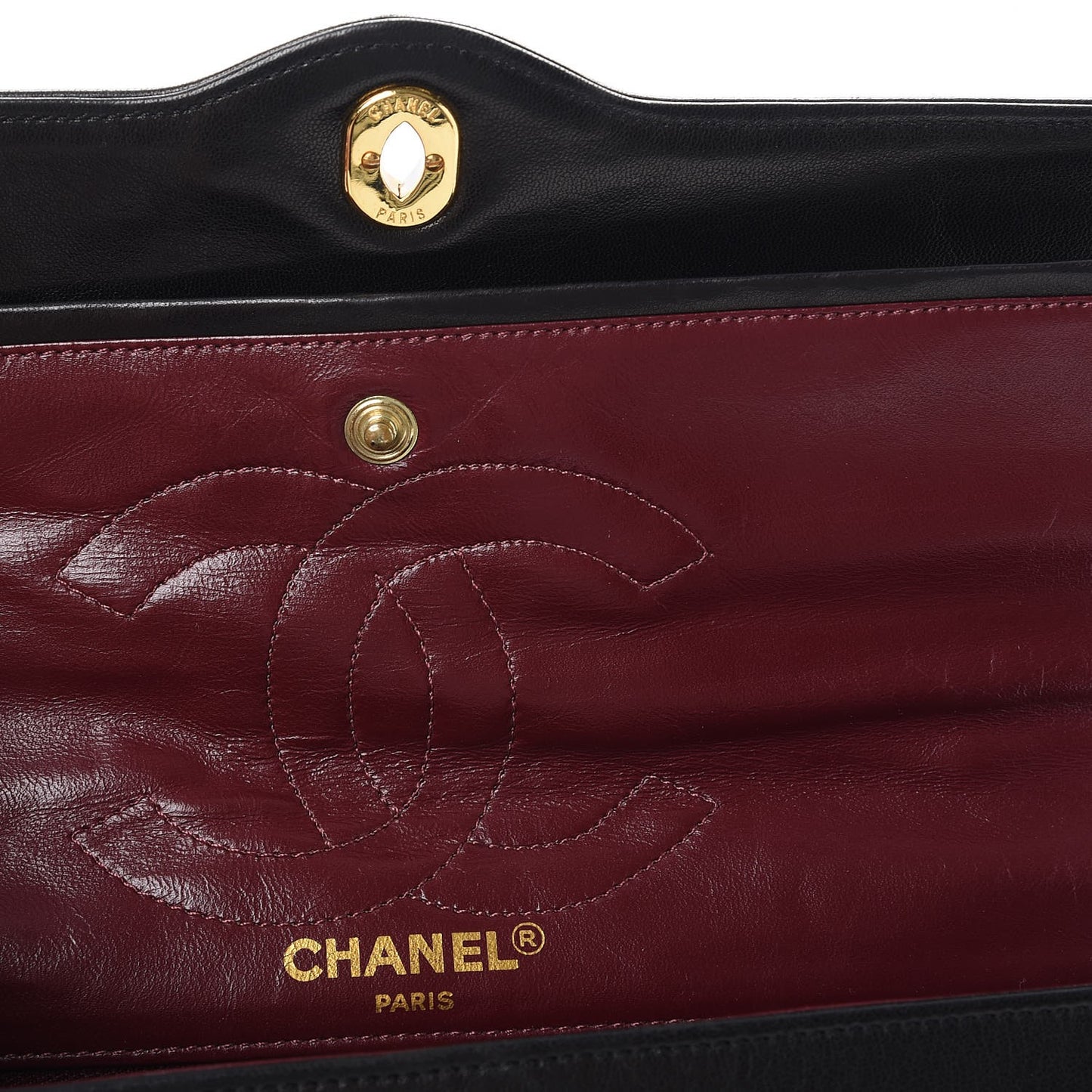 Lambskin Quilted Medium Double Flap Black