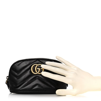Gucci Calfskin Matelasse GG Marmont Pouch Cosmetic Case Black 2 of 14