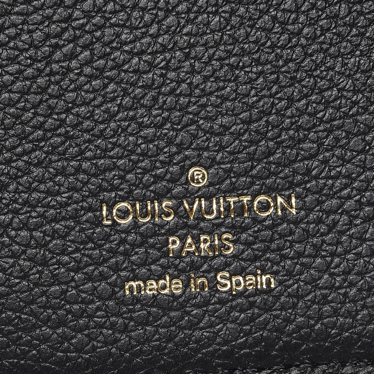 Grained Calfskin Monogram Double V Compact Wallet Black