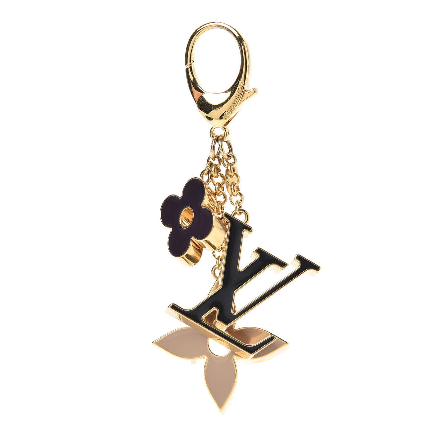 Fleur De Monogram Bag Charm Dore