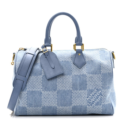 Louis Vuitton Damier Denim 3D Speedy Bandouliere 30 Denim Blue 1 of 9
