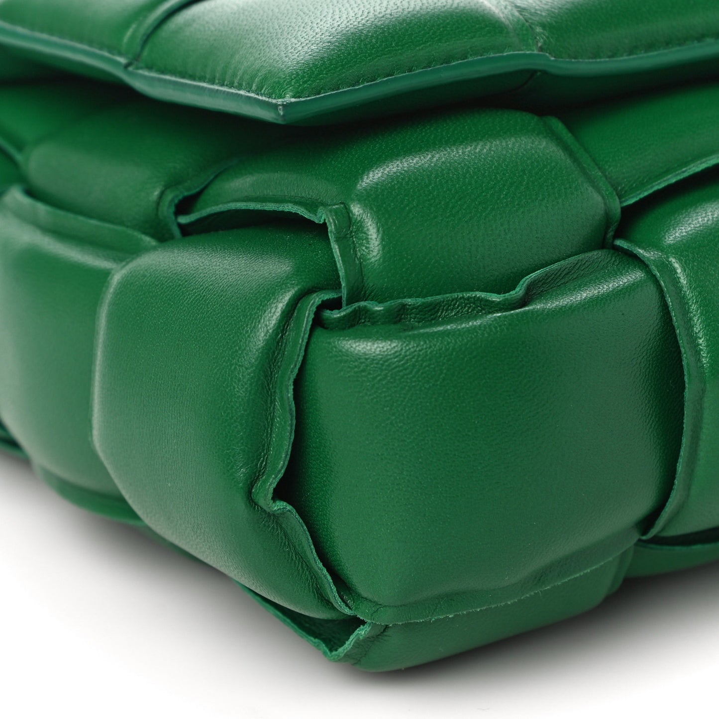 Lambskin Maxi Intreccio Padded Chain Cassette Crossbody Bag Racing Green