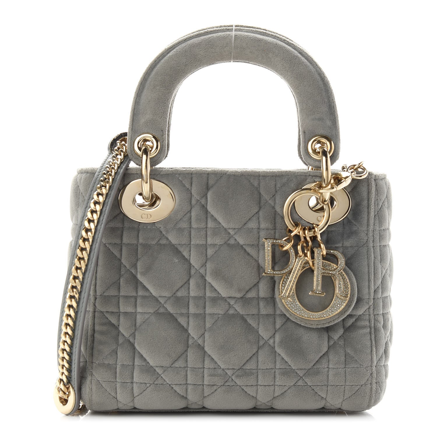 Christian Dior Velvet Mini Lady Dior Gray 1 of 12