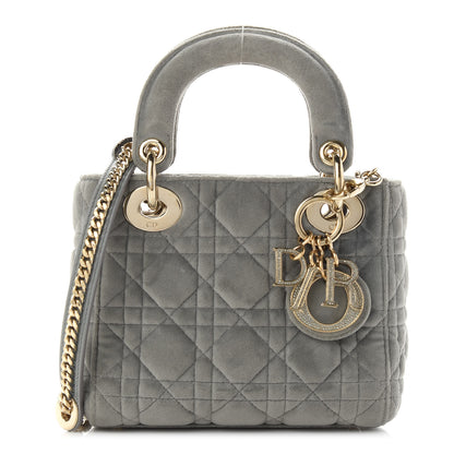 Christian Dior Velvet Mini Lady Dior Gray 1 of 12