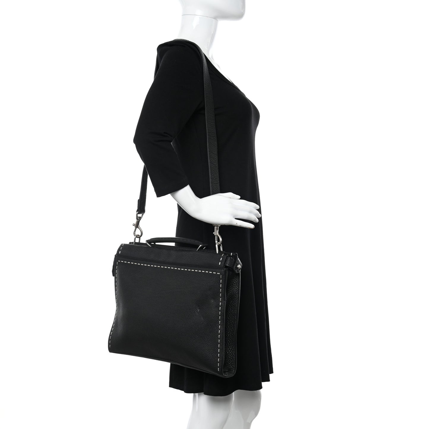 Cuoio Romano Selleria Studded Large Peekaboo Iconic Fit Satchel Black