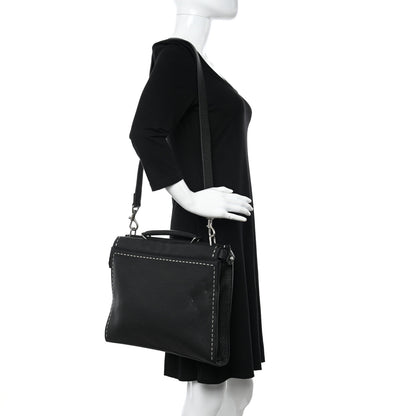 Fendi Cuoio Romano Selleria Studded Large Peekaboo Iconic Fit Satchel Black 2 of 13
