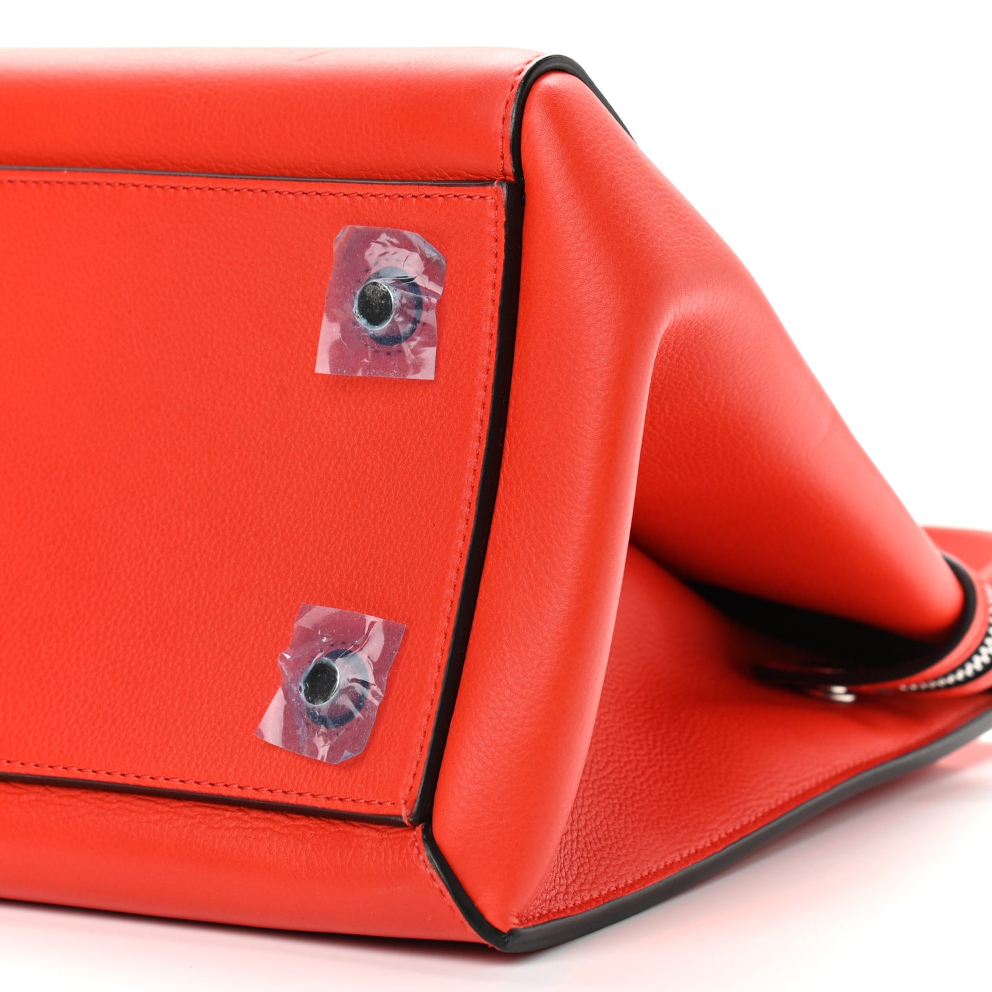 Grained Calfskin Medium Edge Shoulder Bag Vermillion