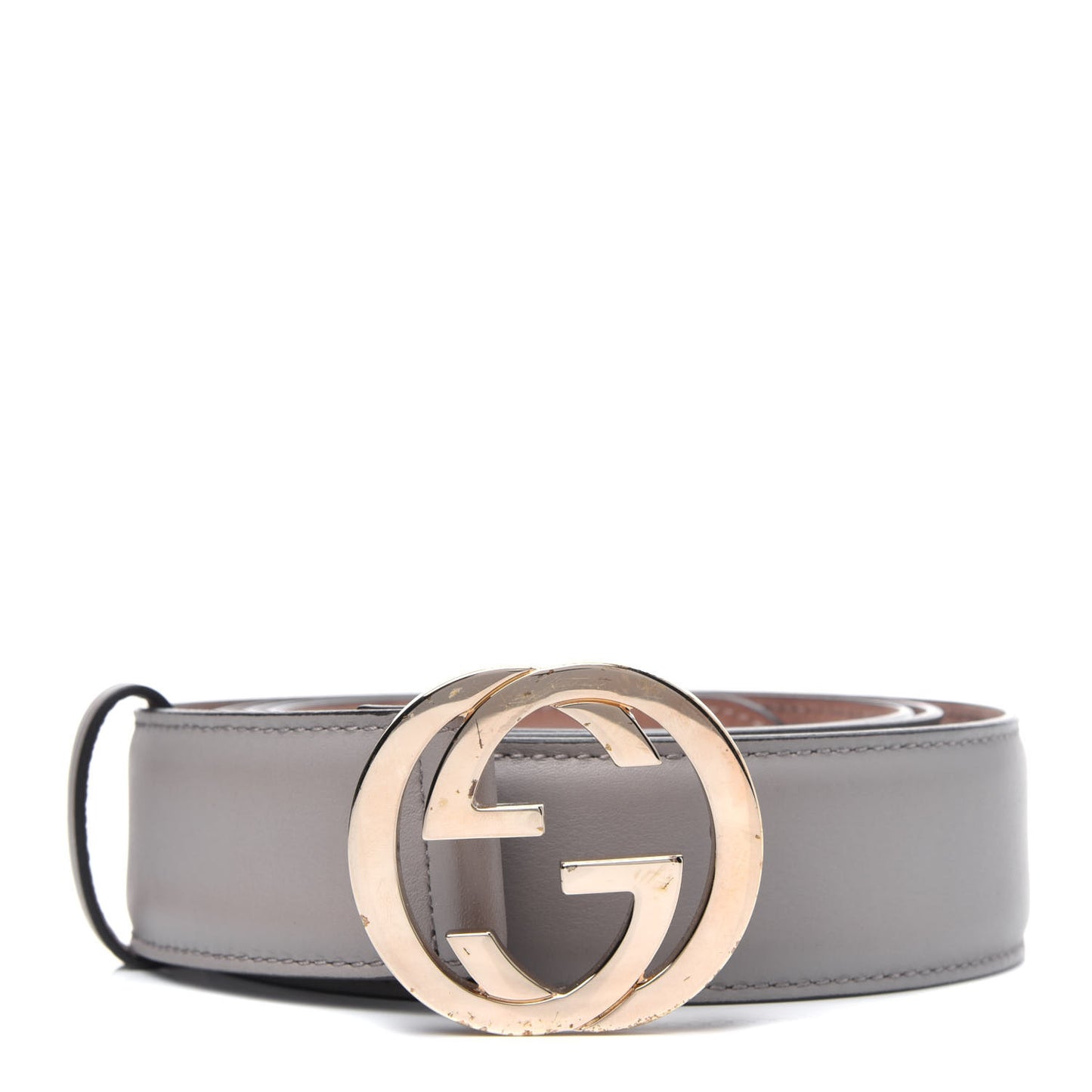 Moon Calfskin Interlocking G 37mm Belt 115 46 Storm Grey