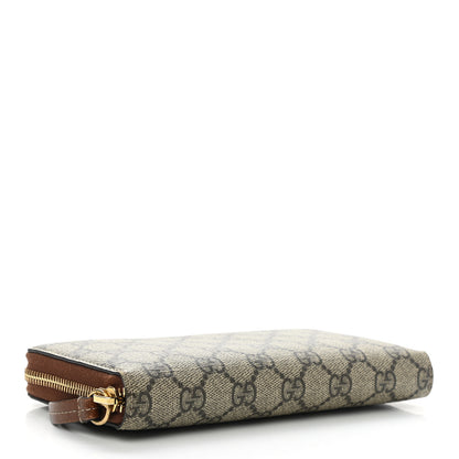 Gucci GG Supreme Monogram Cuoio Toscano Zip Around Wallet Beige Ebony Cuir 4 of 8