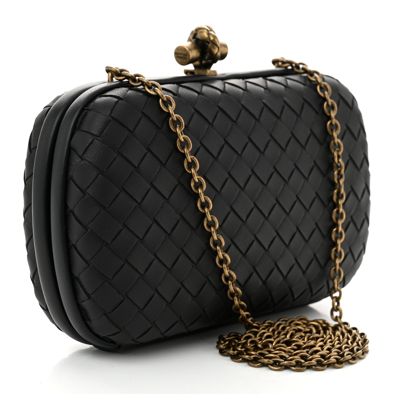Bottega Veneta Nappa Intrecciato Chain Knot Clutch Black 3 of 9