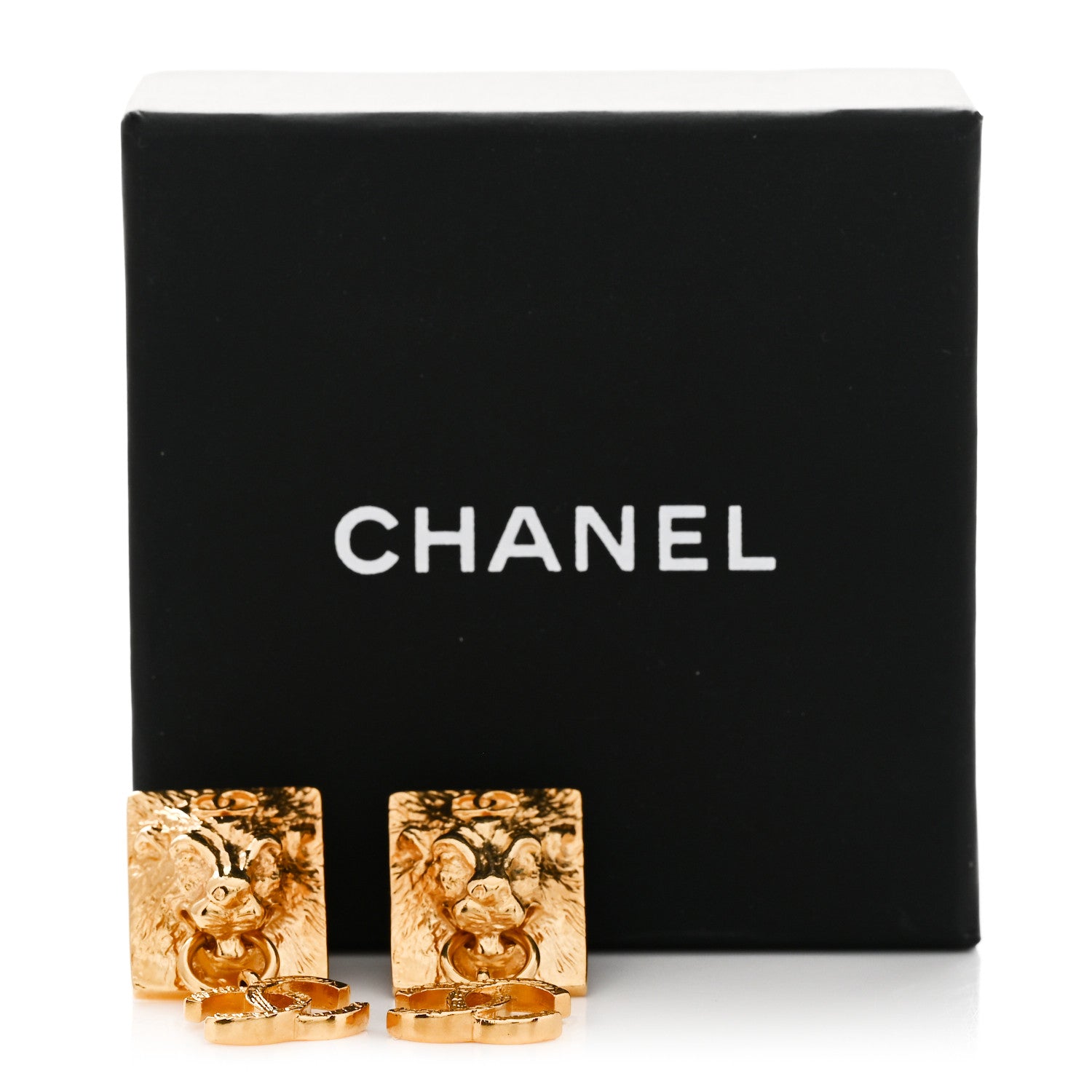 Chanel Metal CC Lion Earrings Gold 5 of 5