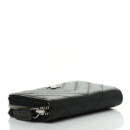 Chanel Caviar Chevron Quilted Zip Coin Purse Black 3 of 5