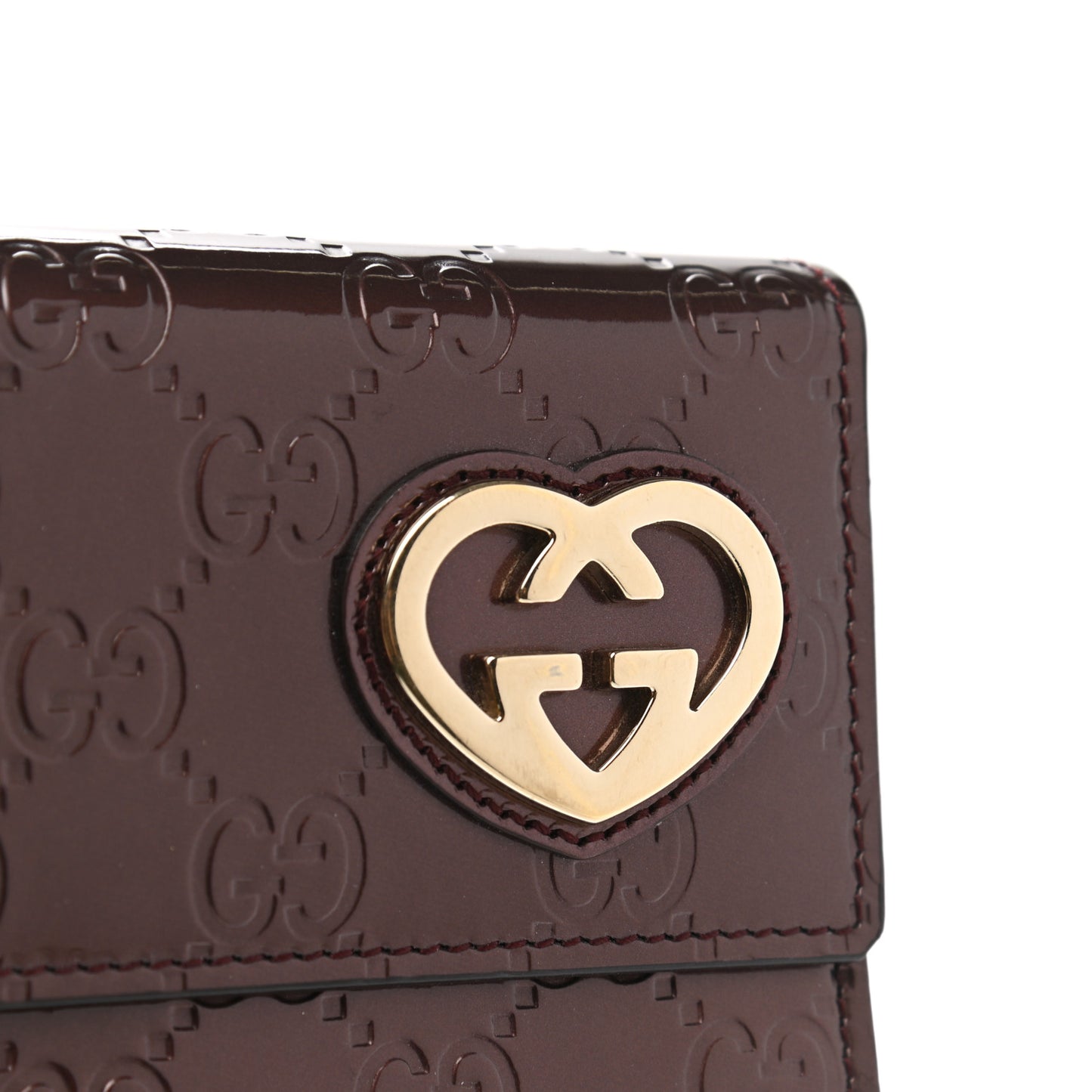 Shine Guccissima Lovely Heart Continental Wallet Scarlatto