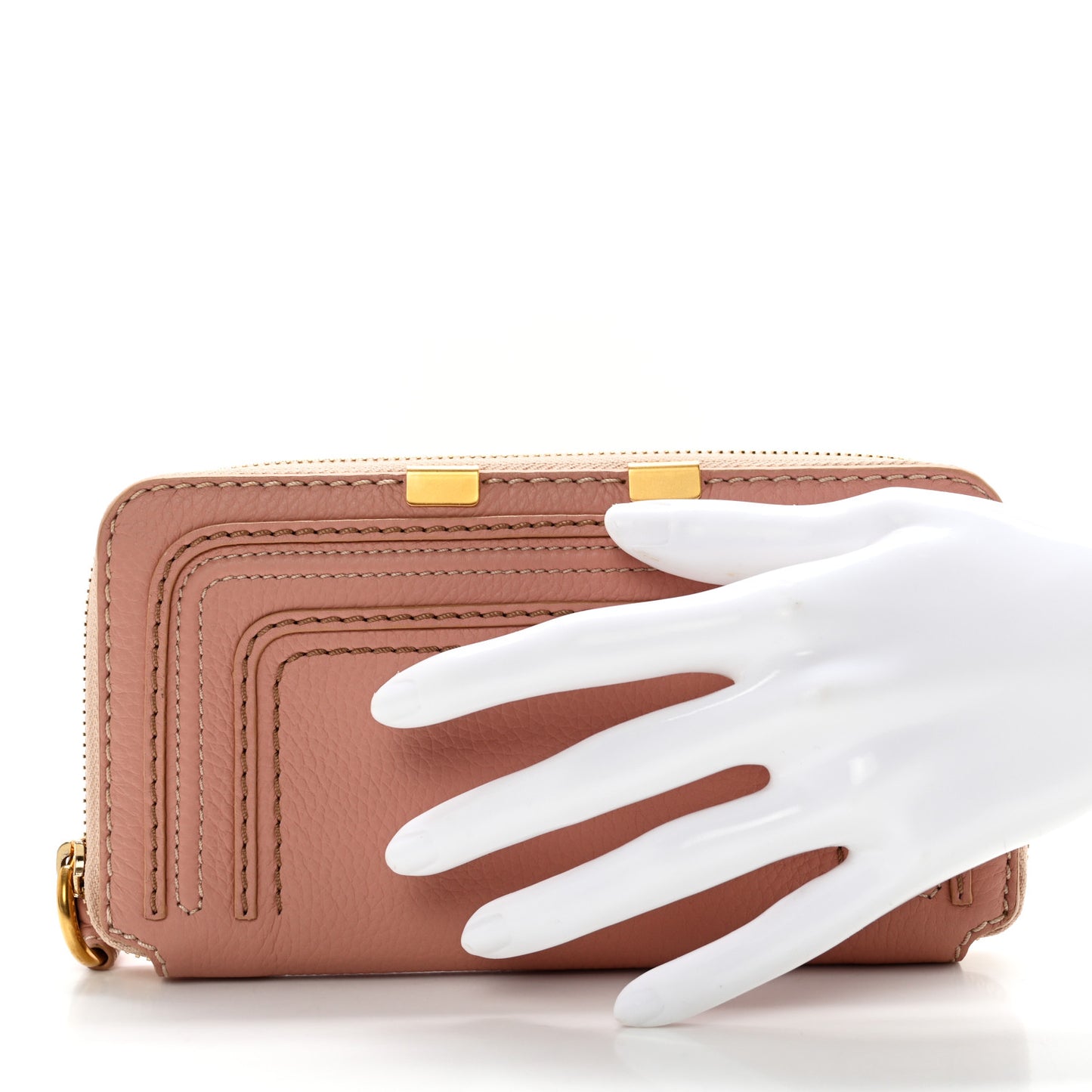Grained Calfskin Marcie Long Zip Around Wallet Pink