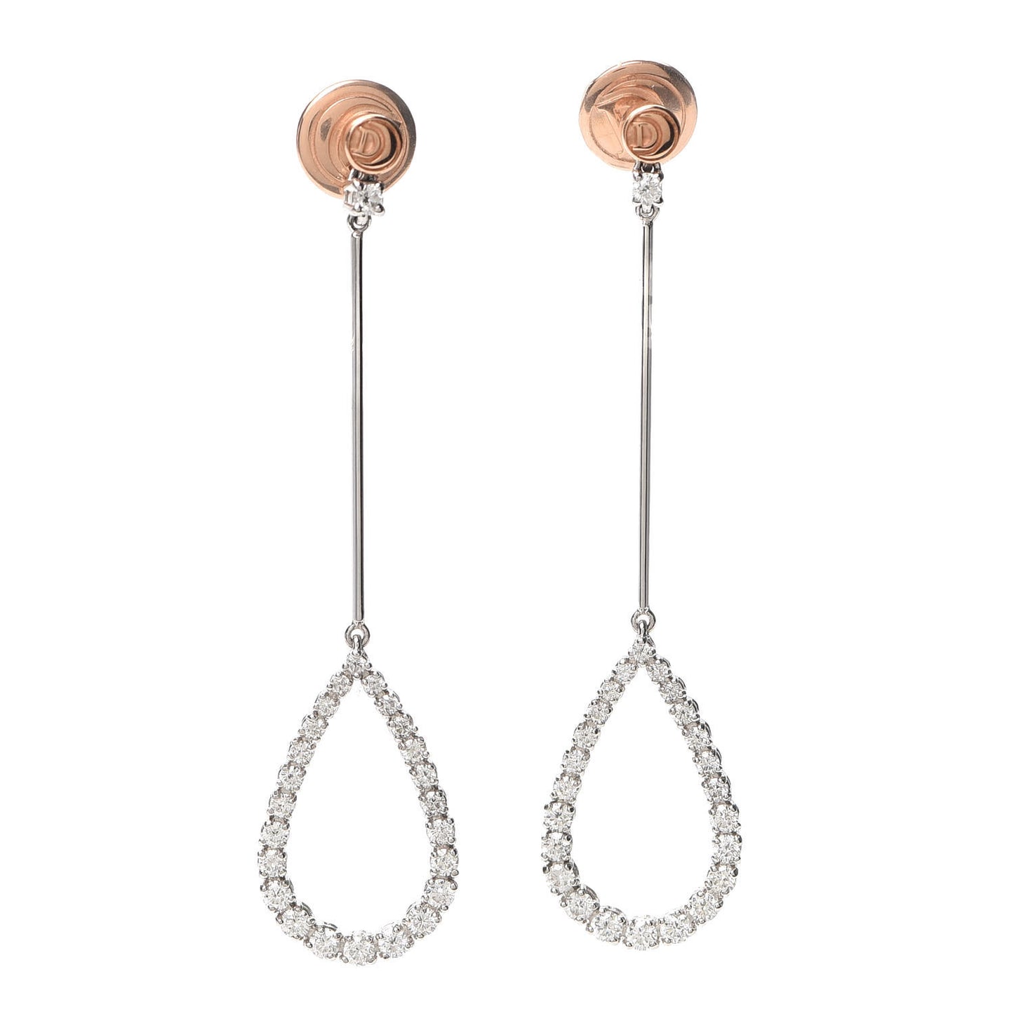 18K White Rose Gold Diamond Drop Earrings