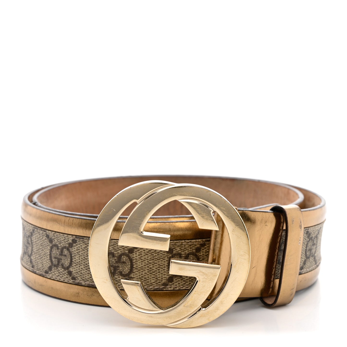 GG Supreme Monogram Interlocking G Belt 85 34 Ebony Bronze