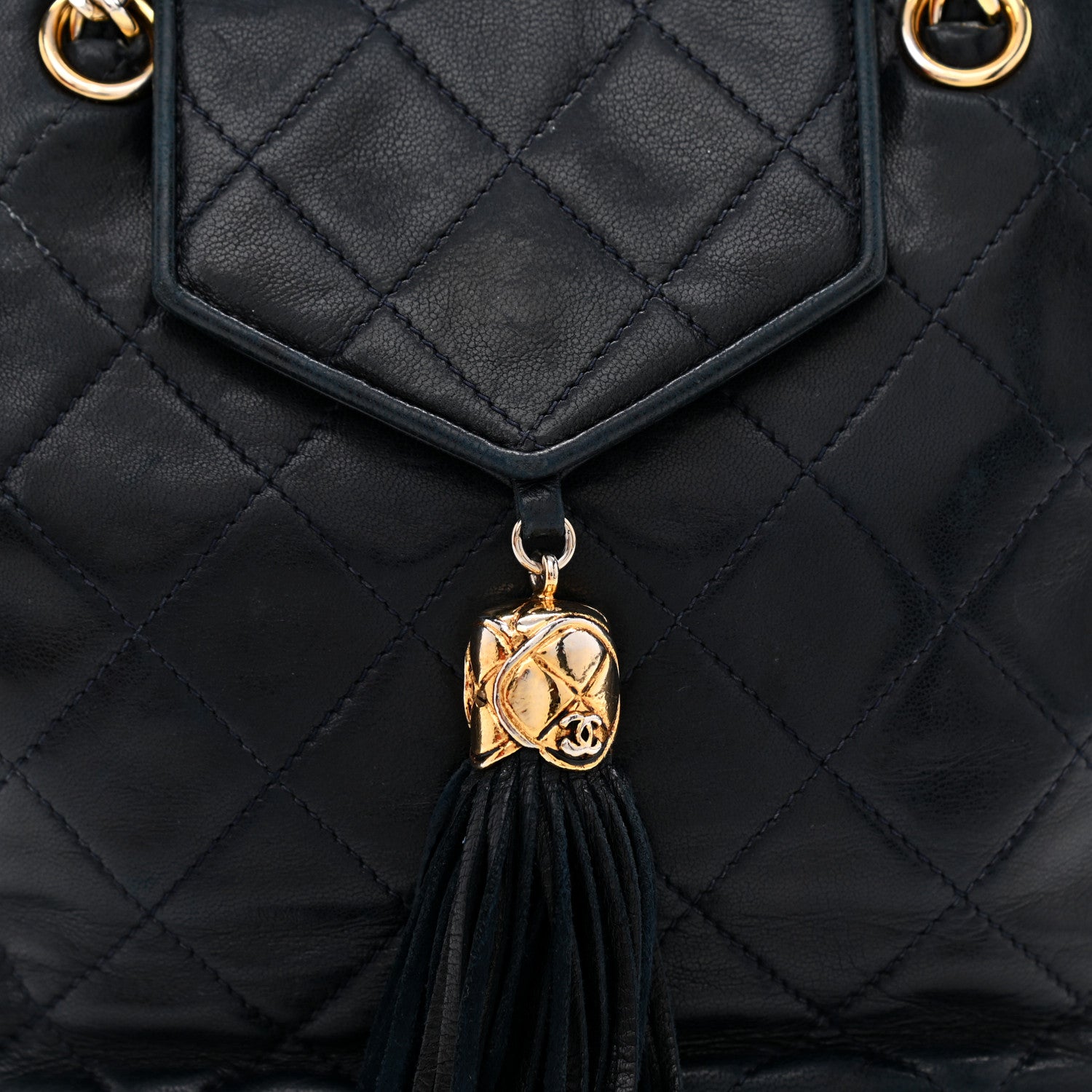 Chanel Lambskin CC Tassel Shoulder Bag Navy 15 of 20