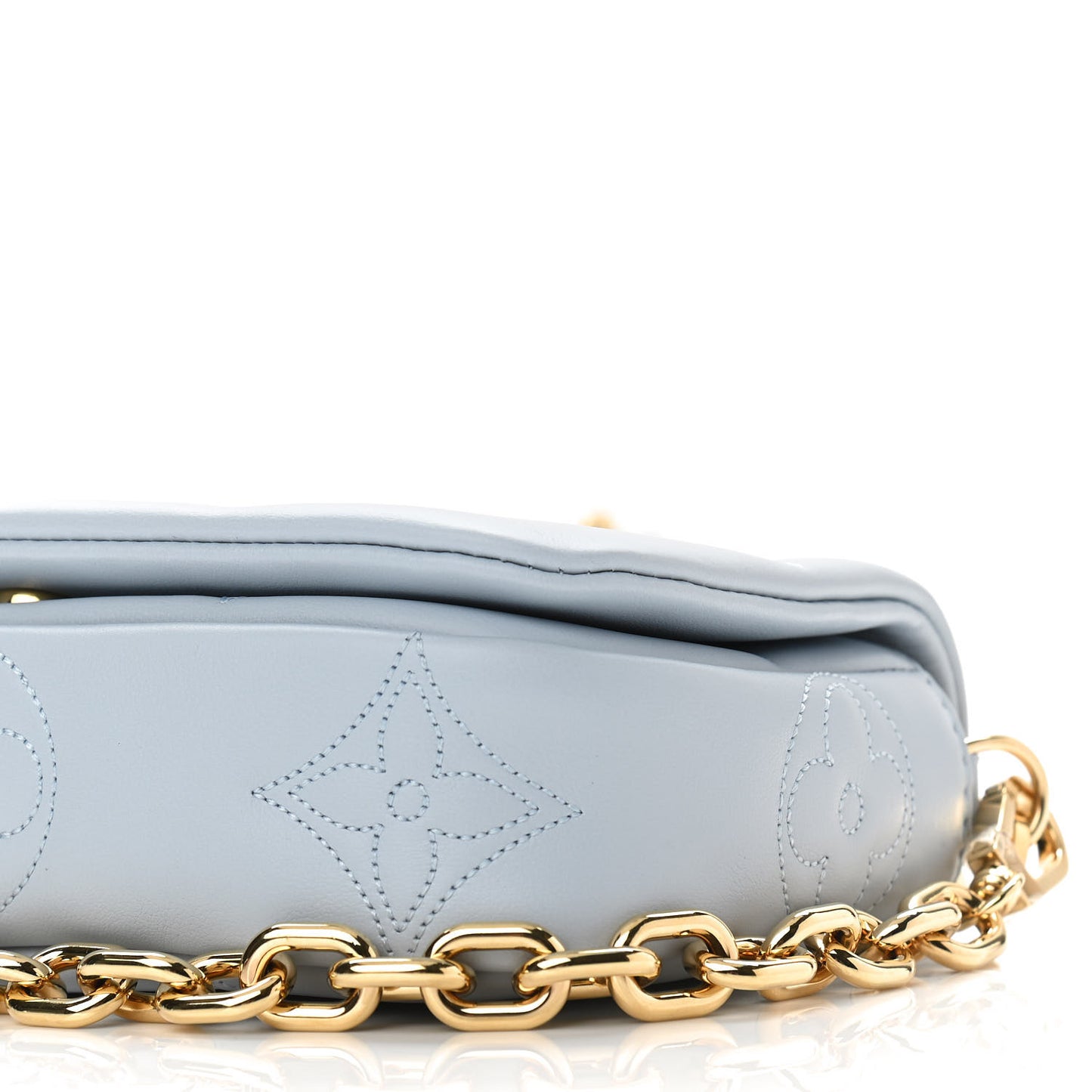 Calfskin Bubblegram Wallet On Strap Ice Blue