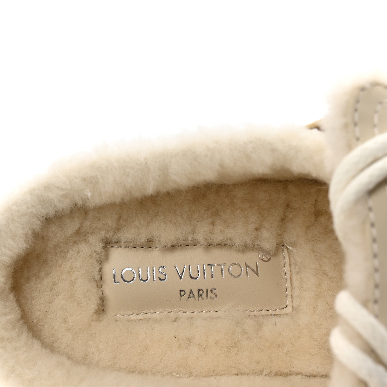 Louis Vuitton Suede Monogram Debossed Shearling Lous Open Back Sneakers 38 Light Beige 8 of 10