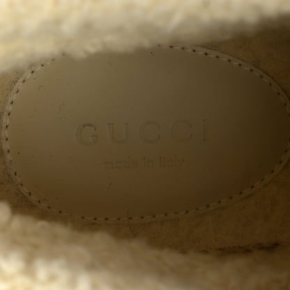 Gucci Wool Faux Shearling G Rhombus Womens Victor Ankle Boots 39.5 Beige Cocoa 5 of 5