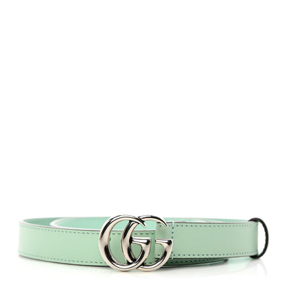 Gucci Moon Calfskin Palladium Double G 20mm Belt 80 32 Water Green 1 of 4