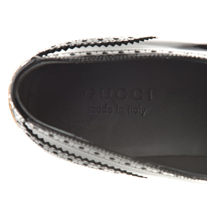 Gucci Vernice Crystal Bee Embroidered Mens Queercore Brogue Monk Strap Loafers 9 Black 9 of 10