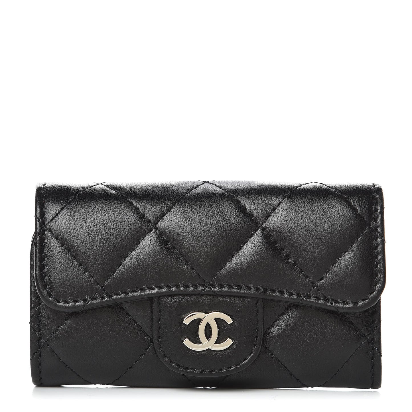 Lambskin Quilted 6 Key Holder Black